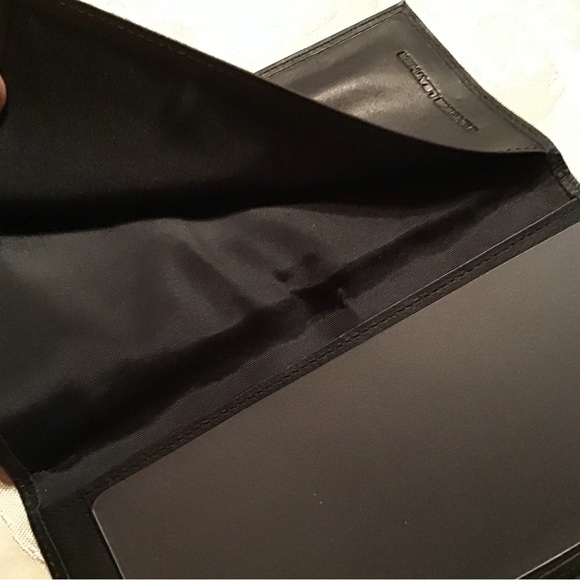 Leather check book holder bifold new black - Picture 5 of 8